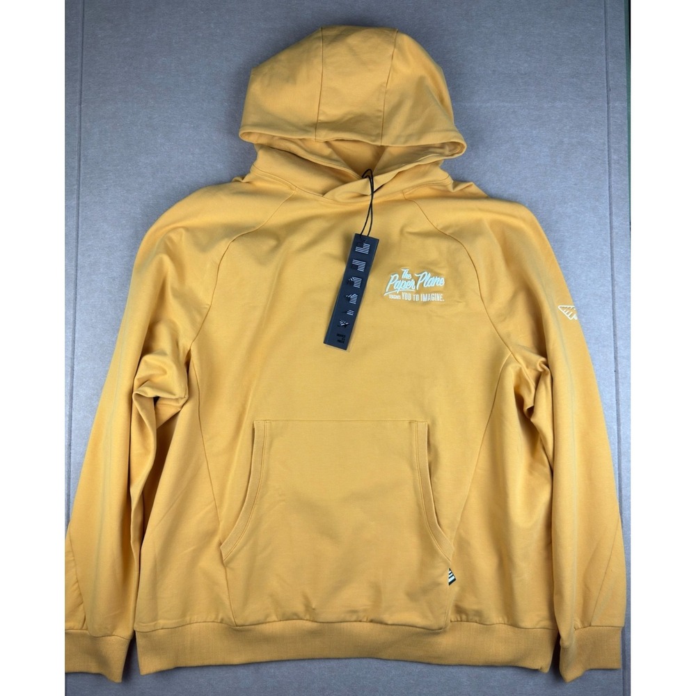 Paper Plane Hoodie‎ Mens 3XL Yellow Graphic Streetwear Greatness Is a Process